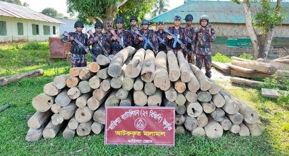 সেগুন কাঠ জব্দ রাঙামাটিতে